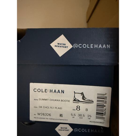 COLE HAAN WOMEN'S 8 DARK CHOCOLATE PLAID SUMMIT CHUKKA BOOTIE W26326 - Picture 8 of 8